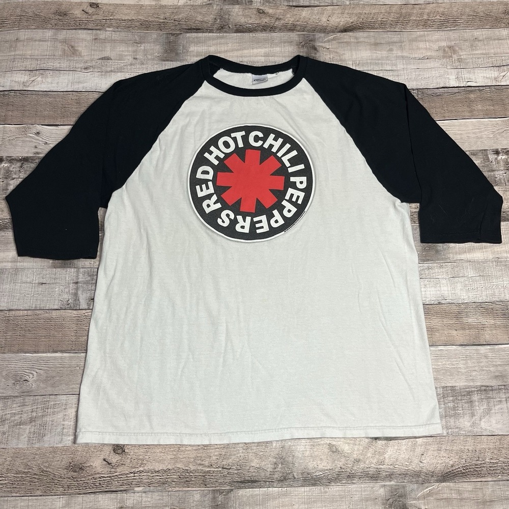 Red Hot Chili Peppers Shirt Size XL White Black Vintage Raglan 2000s Band Tee